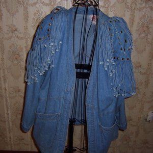 Ladies Denim Fringed Jacket